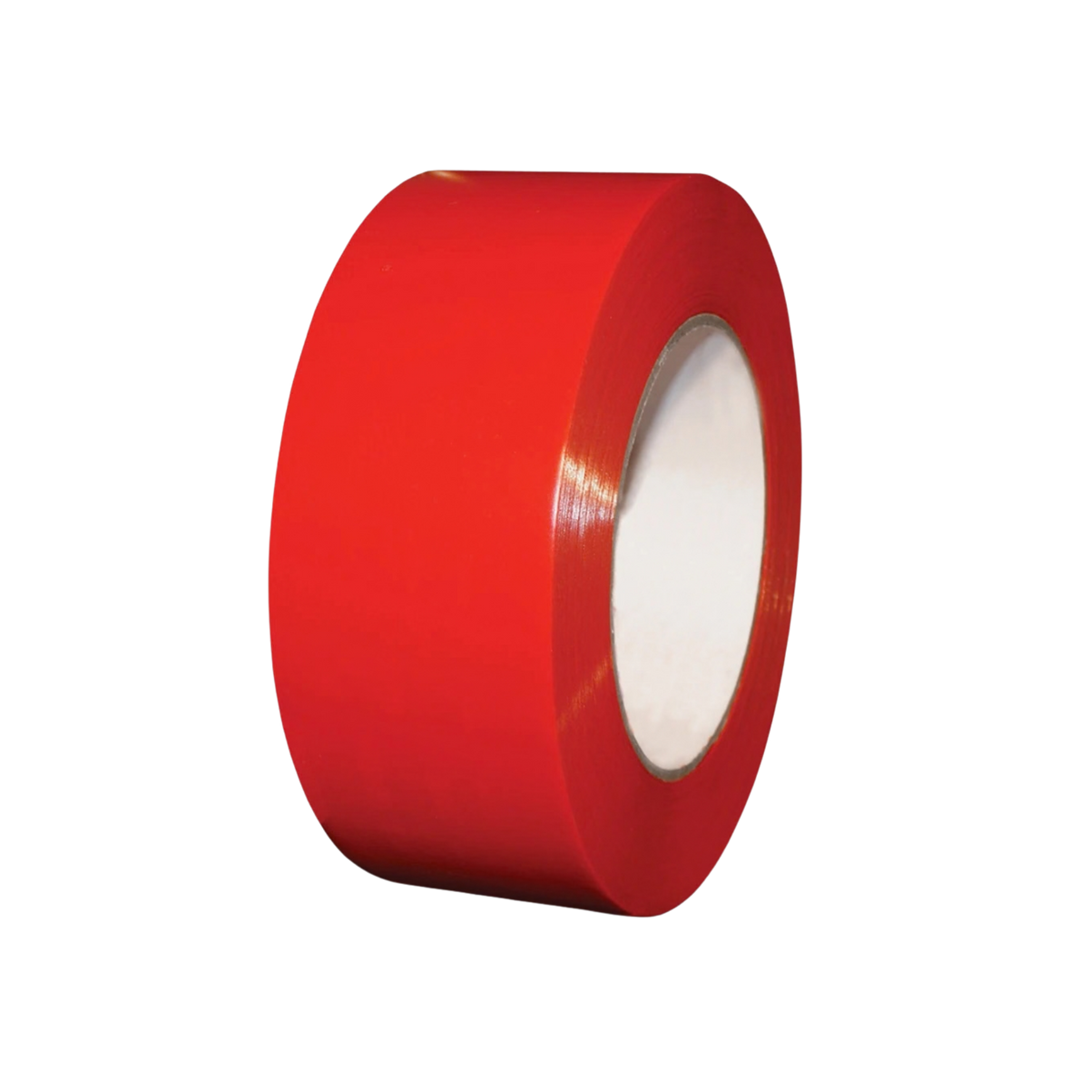 A roll of bright red electrical tape with a white cardboard core.